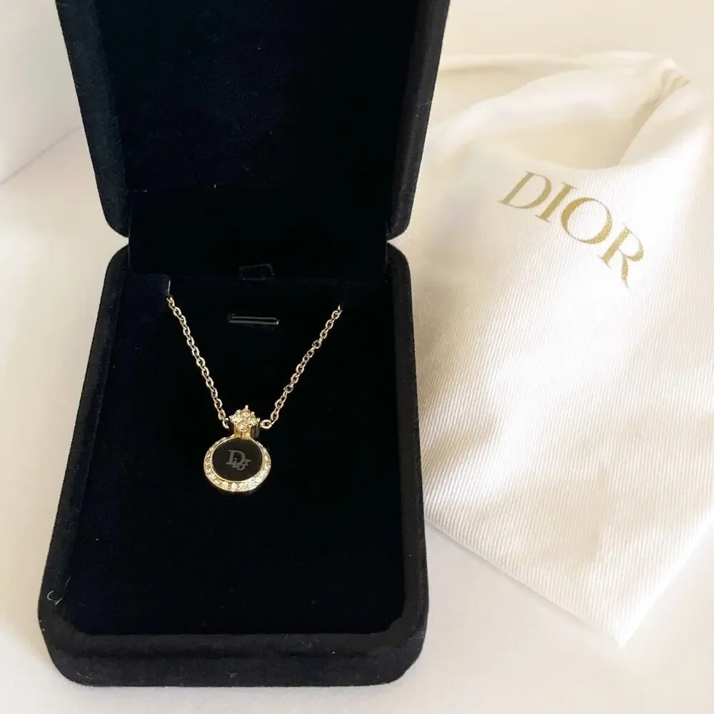 DIOR Vintage Crystal & Enamel Pendant Necklace - Picture 4 of 12